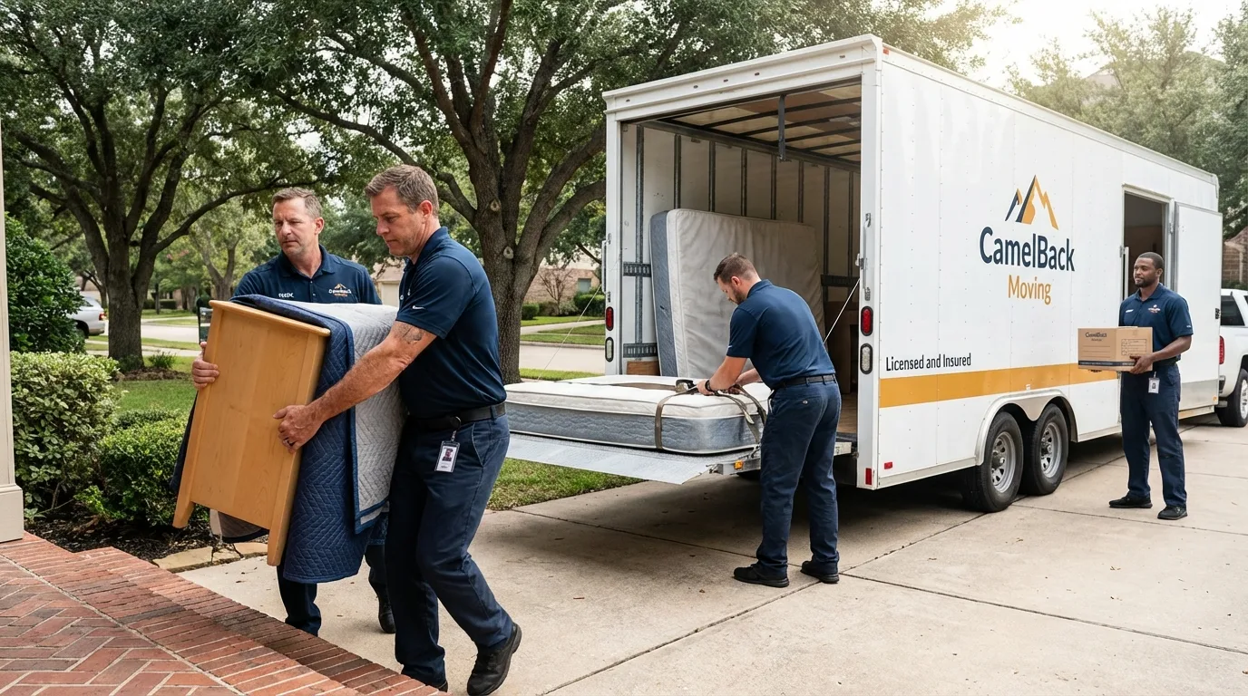 Crew loading residential truck for cross-state move from East Tawas, MI