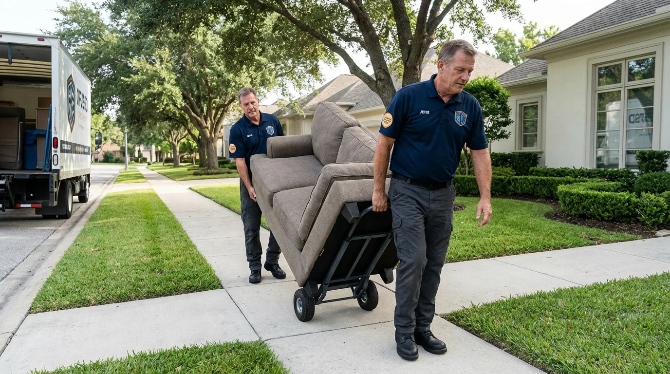 Local residential moving crew loading furniture in East Tawas, MI