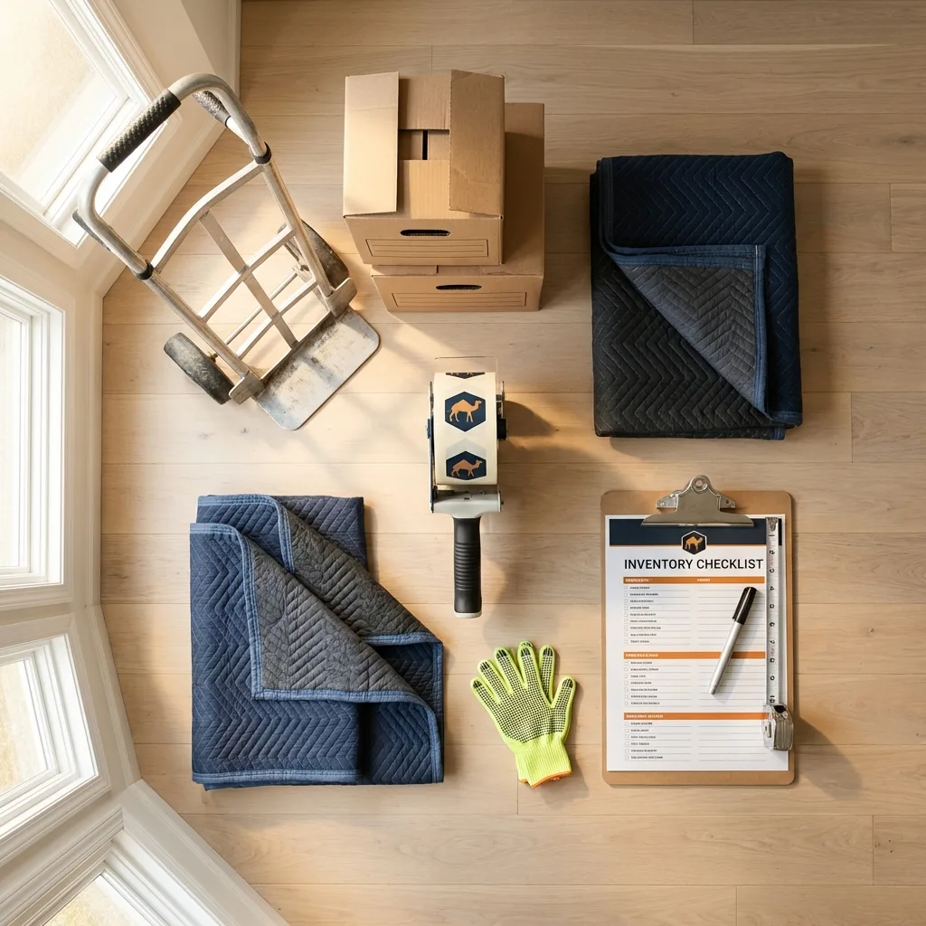 Professional moving supplies and packing materials layout for East Tawas residential relocations